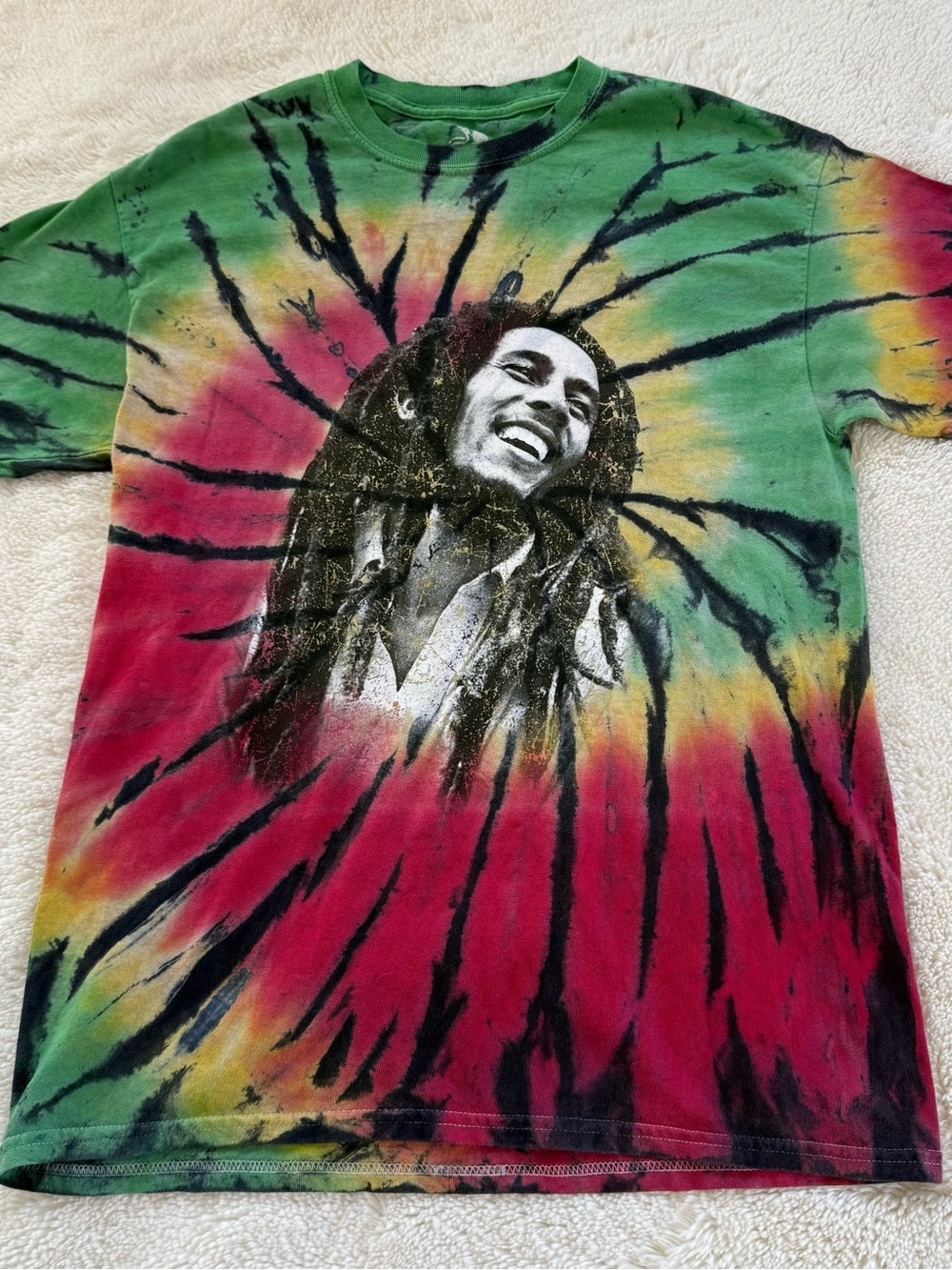 Vintage Bob Marley Tie-dye Graphic T-Shirt By Zion Rootswear - Size Medium
